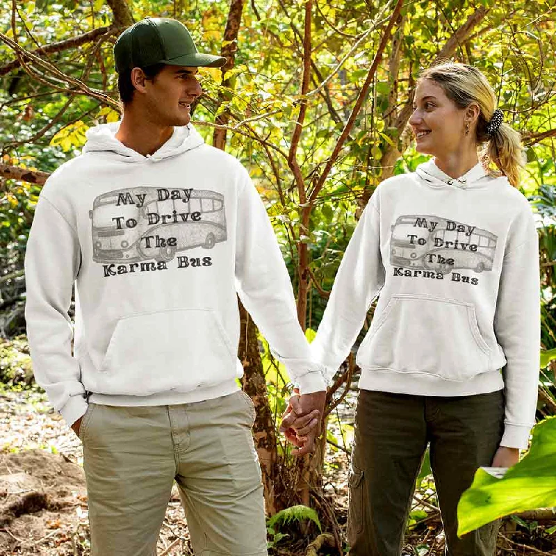 My Day to Drive the Karma Bus Printed Design Unisex Hoodie, lioness-love Hoodie with Slim Fit Tailored Modern