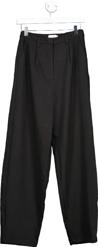 NA-KD Black Baggy Suit Pants UK 36 High-Waist Yoga Pants