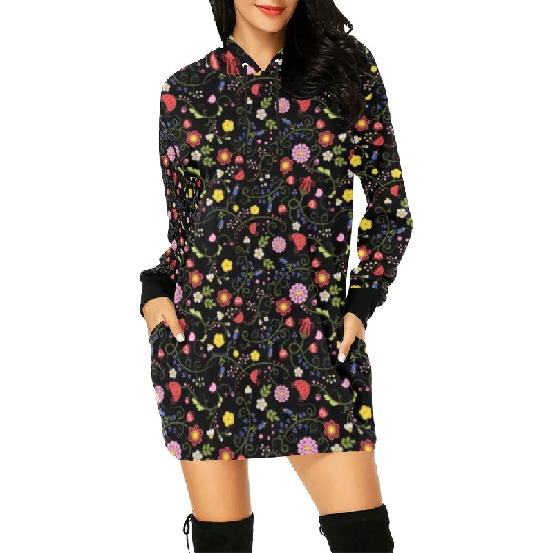 Nipin Blossom Midnight Hoodie Dress Hoodie with Crew Neck Simple Timeless