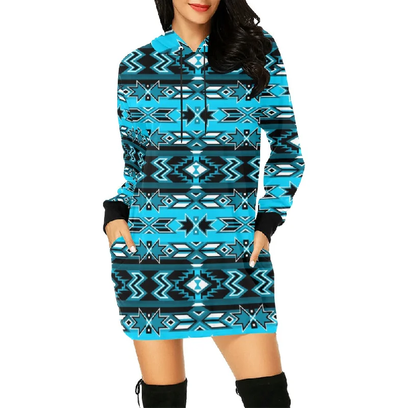 Northern Journey Hoodie Dress Hoodie with Rolled Sleeves Casual Relaxed