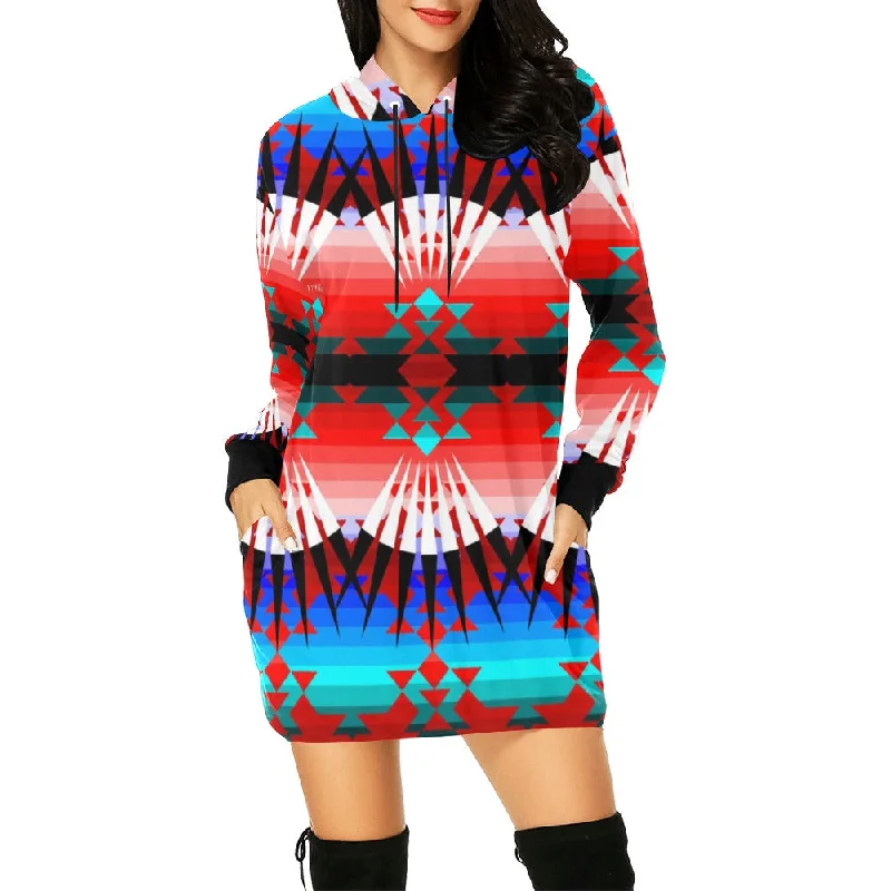 Northwest Ribbonwork Bustles Hoodie Dress Hoodie with Stripes Bold Sporty