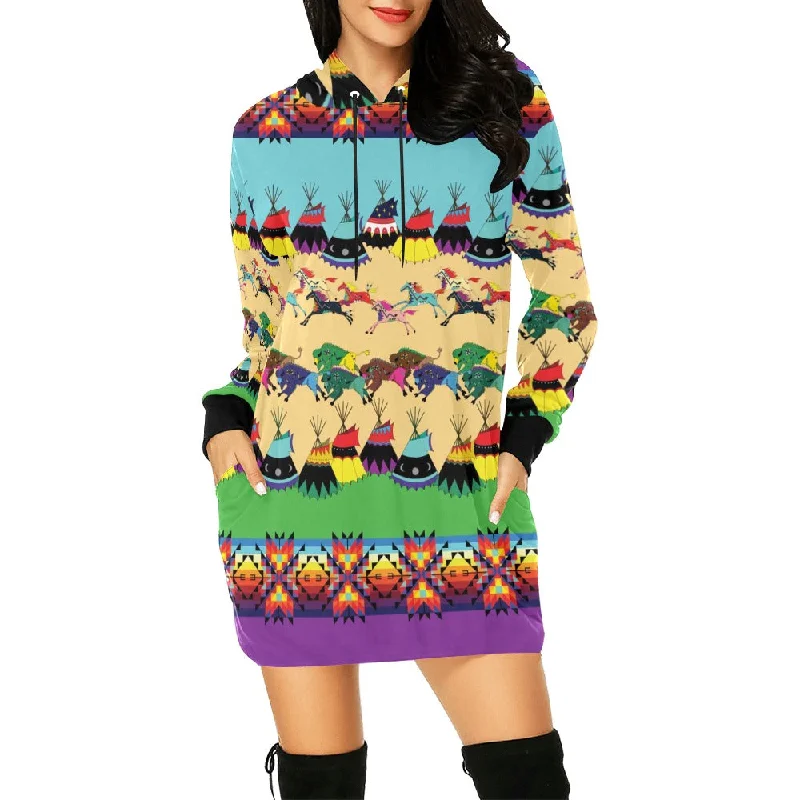 Prairie Bison Hoodie Dress Hoodie with Hidden Zipper Minimalist Clean