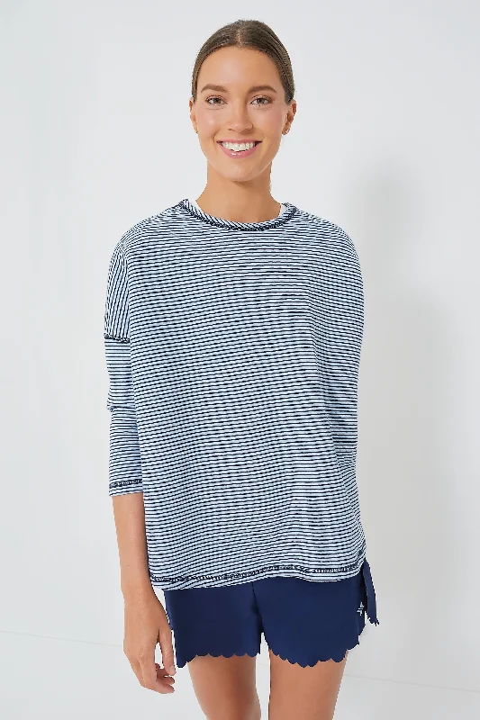 Reversible Heathered Blue Ally Swing Sweatshirt Hoodie with Contrast Stitching Detailed Premium