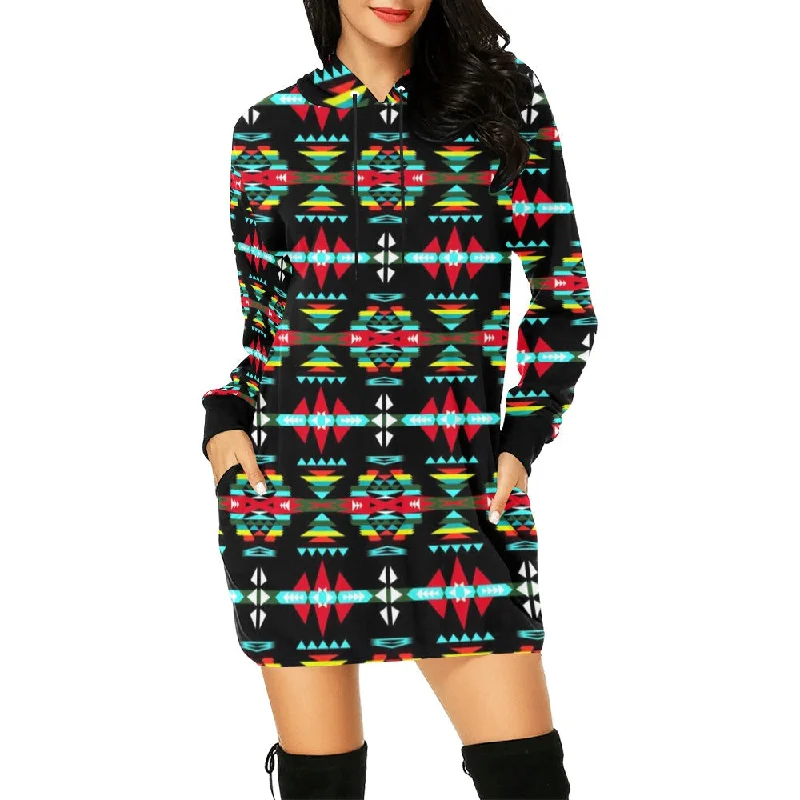 River Trail Sunset Hoodie Dress Hoodie with Contrast Stitching Detailed Premium