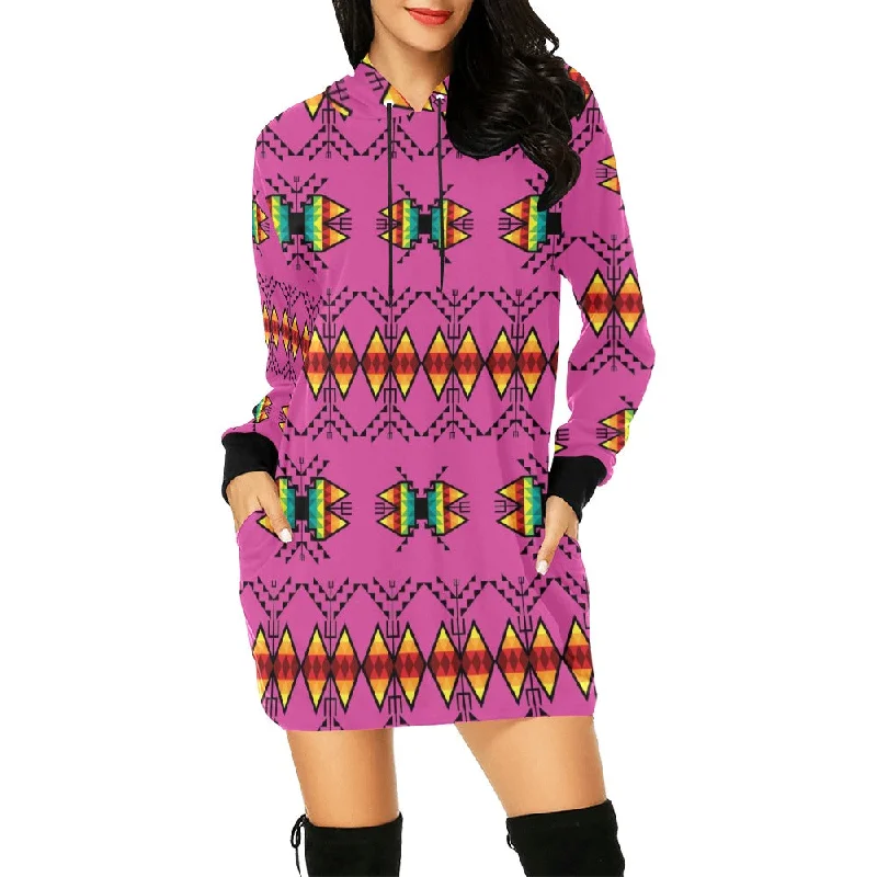 Sacred Trust Pink Hoodie Dress Zip Hoodie Drawstring Kangaroo Pocket