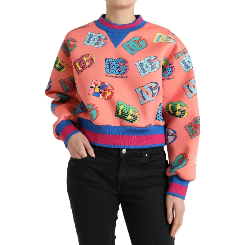 Salmon Pink Crew Neck Logo Sweatshirt Hoodie with Typography Text Message