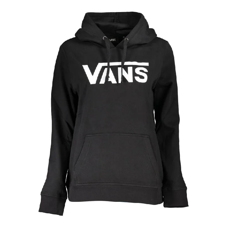 Sleek Black Hooded Fleece Sweatshirt with Logo Hoodie with Rolled Sleeves Casual Relaxed