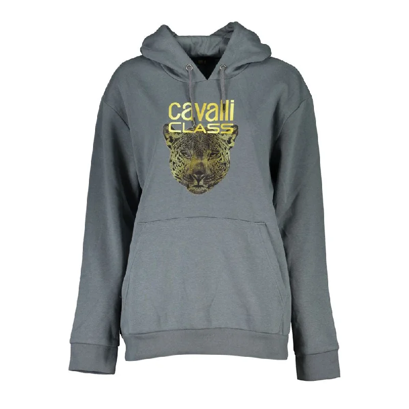 Sleek Gray Fleece Hooded Sweatshirt Hoodie with Stripes Bold Sporty