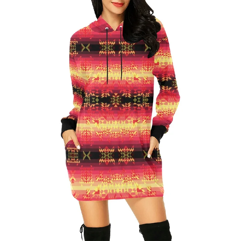 Soleil Fusion Rouge Hoodie Dress Hoodie with Drawstring Waist Adjustable Fitted