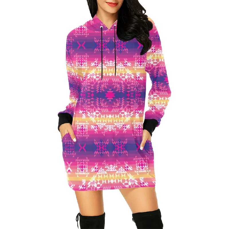 Soleil Overlay Hoodie Dress Hoodie with Half-Zip Sporty Casual