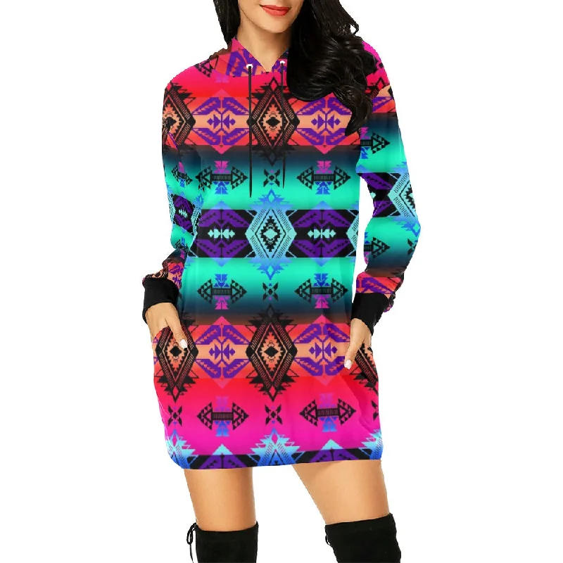Sovereign Nation Sunrise Hoodie Dress Hoodie with Elastic Waist Stretchable Comfortable