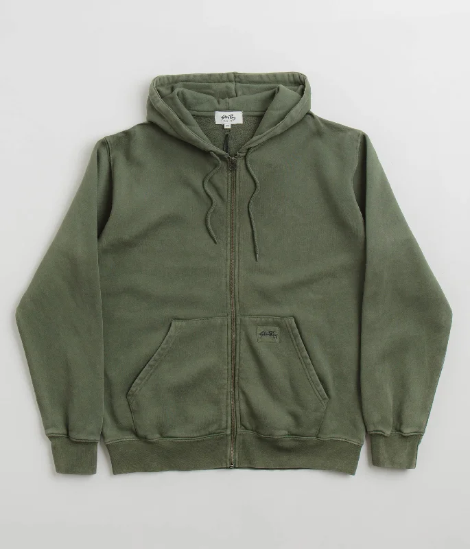 Stan Ray Patch Zip Hoodie - Washed Green Hoodie with Toggle Buttons Decorative Unique
