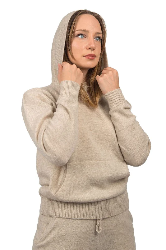 Sweatshirt 100% cashmere Hoodie with High Neck Warm Protective