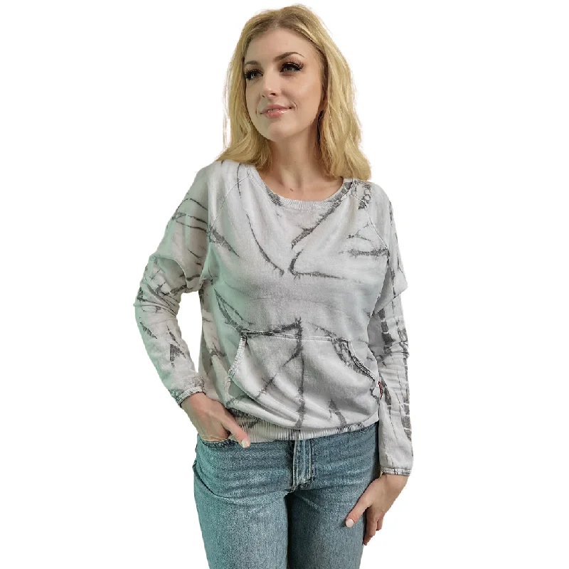 Tie Dye Raglan Pullover Sweatshirt Hoodie with Stripes Bold Sporty