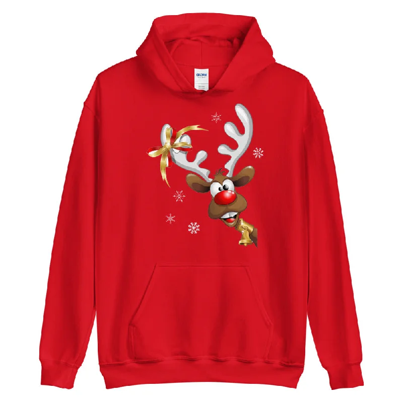 Reindeer Funny Christmas Hoodie, lioness-love Hoodie with Rolled Sleeves Casual Relaxed