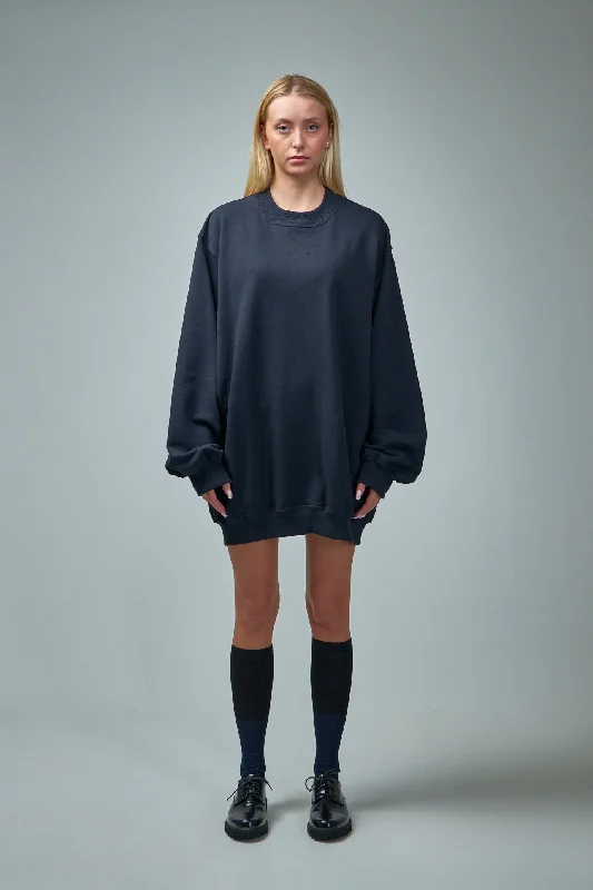 Oversized C-Neck Sweatshirt W Top Stitch Hoodie with Hem Fringe Bohemian Relaxed