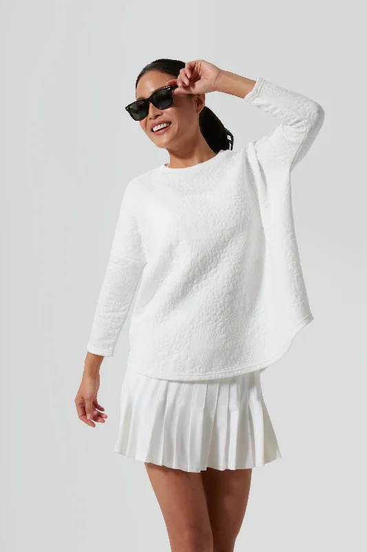 White Fleur Ally Swing Sweatshirt Hoodie with Exposed Zipper Edgy Industrial