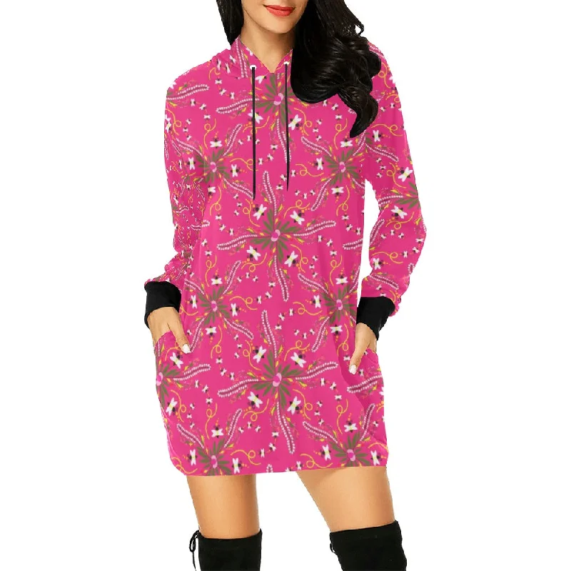 Willow Bee Bubblegum Hoodie Dress Hoodie with Batwing Sleeves Loose Dramatic