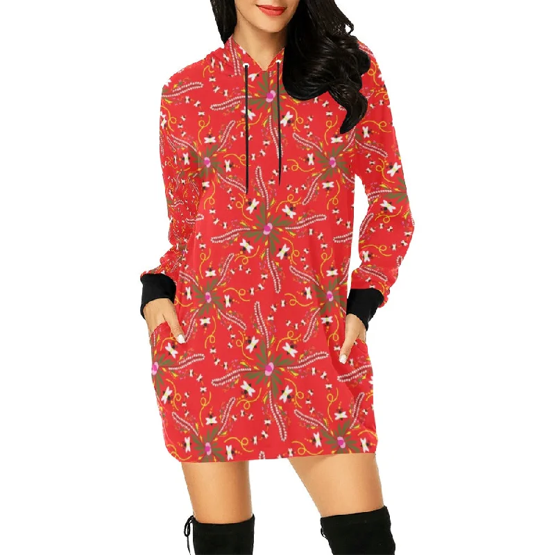 Willow Bee Cardinal Hoodie Dress Hoodie with Ribbed Neckline Snug Warm