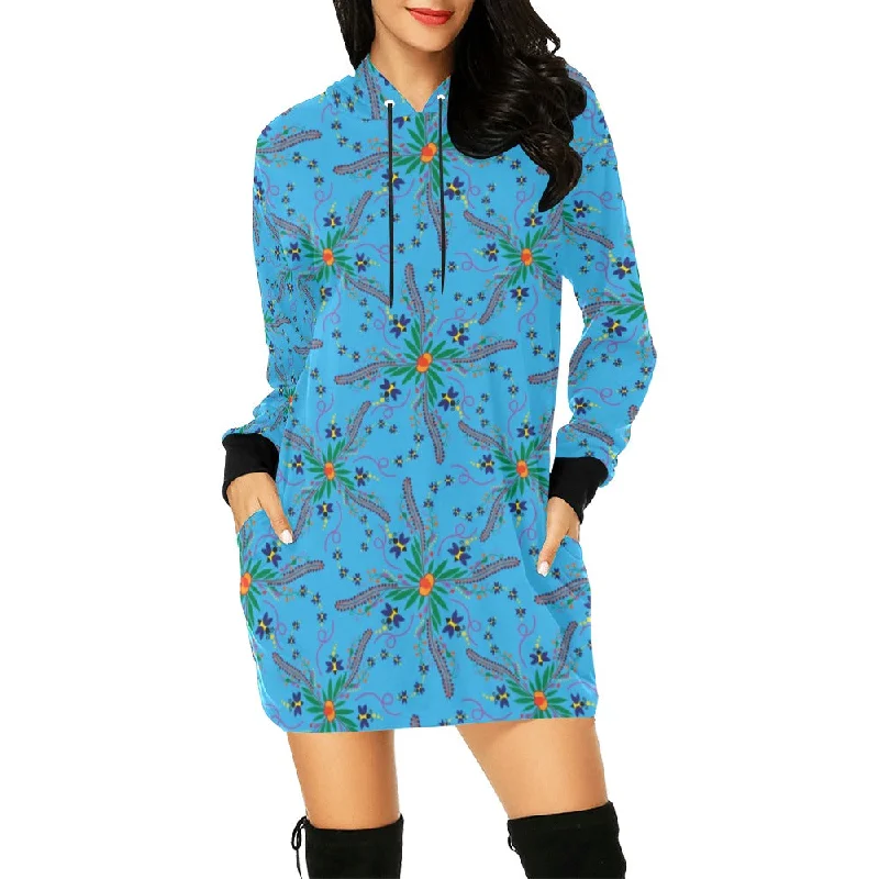 Willow Bee Saphire Hoodie Dress Hoodie with High Neck Warm Protective