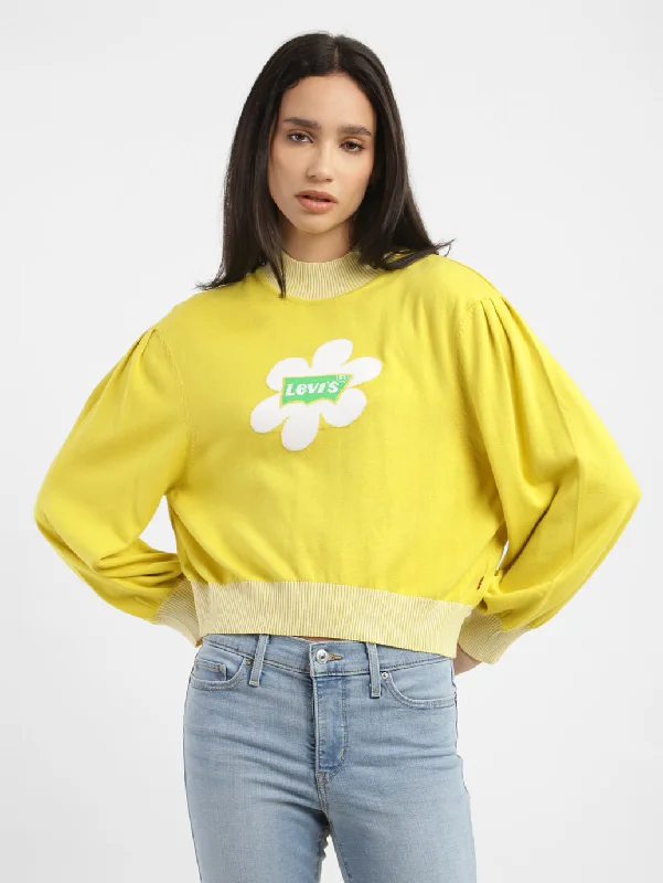 Women's Brand Logo High Neck Sweatshirt Hoodie with Print Artistic Unique