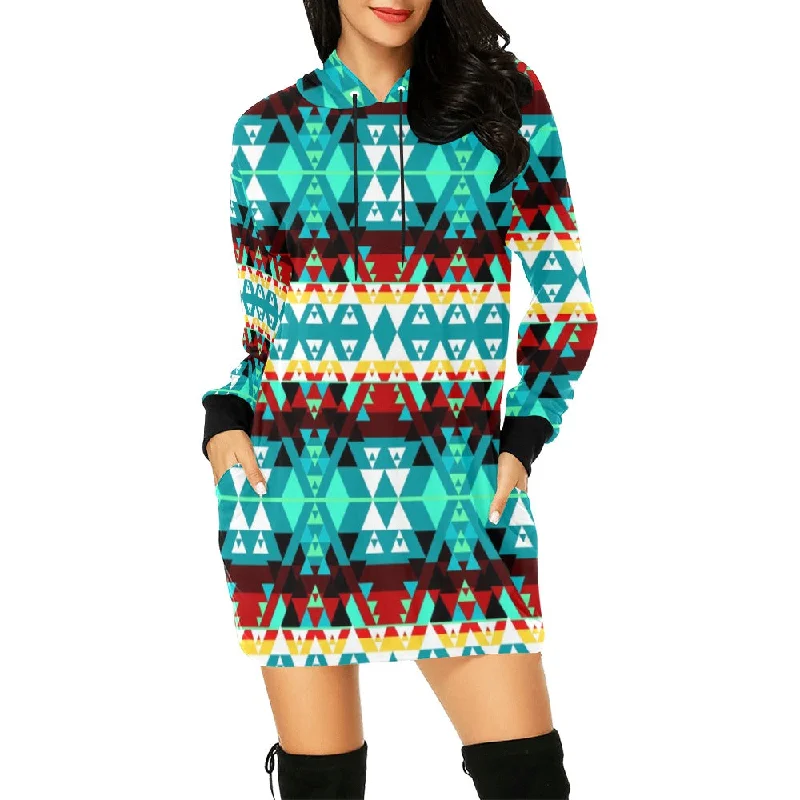 Writing on Stone Wheel Hoodie Dress Hoodie with Hem Patch Decorative Personalized