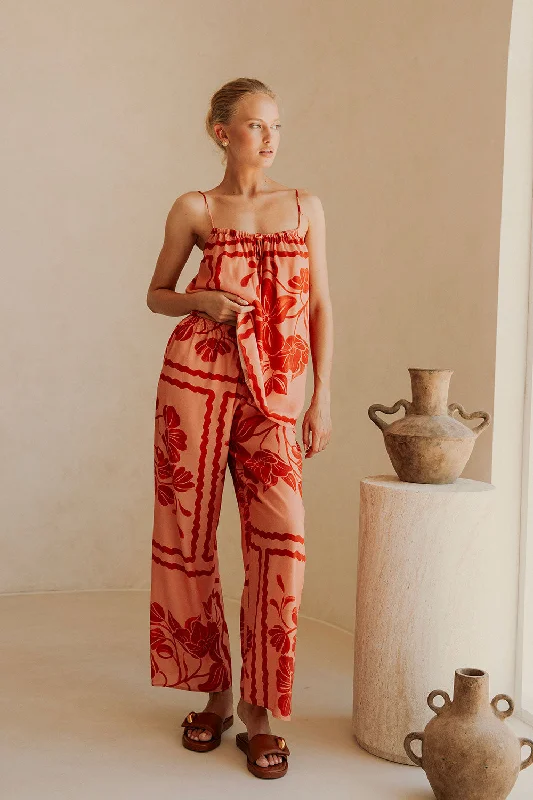 Alani Pants - Fiore Postcards Chic Slim Fit Pants