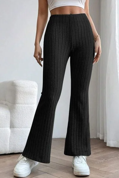 Basic Bae Ribbed High Waist Flare Pants Elegant High-Waist Pants