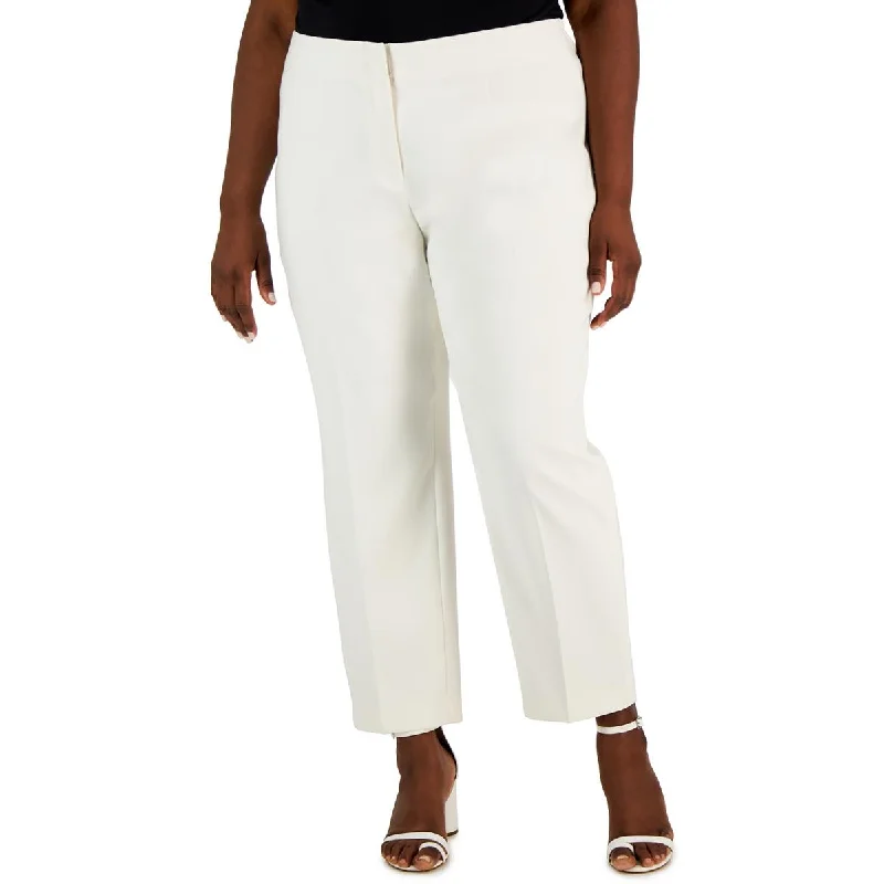 Plus Womens High Rise Business Ankle Pants Comfortable Fleece Pants