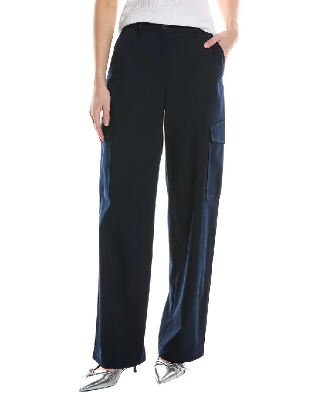 Theory Relaxed Straight Wool-Blend Cargo Pant Soft Wool Pants