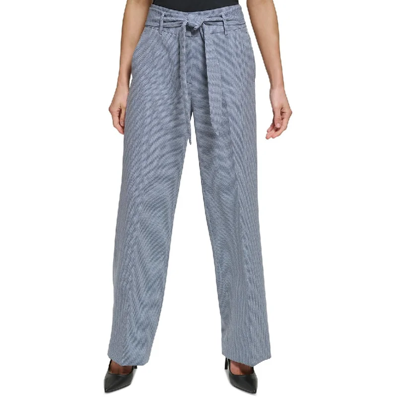 Womens High Rise Belted Wide Leg Pants Cozy Jogger Leggings