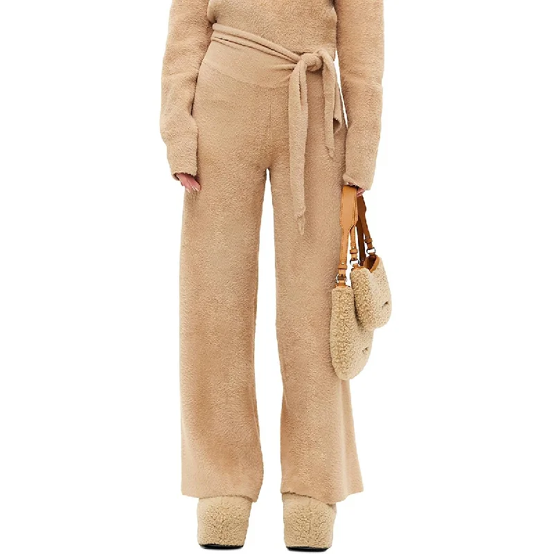 Tasi Womens High Rise Belted Ankle Pants Warm Wool Trousers