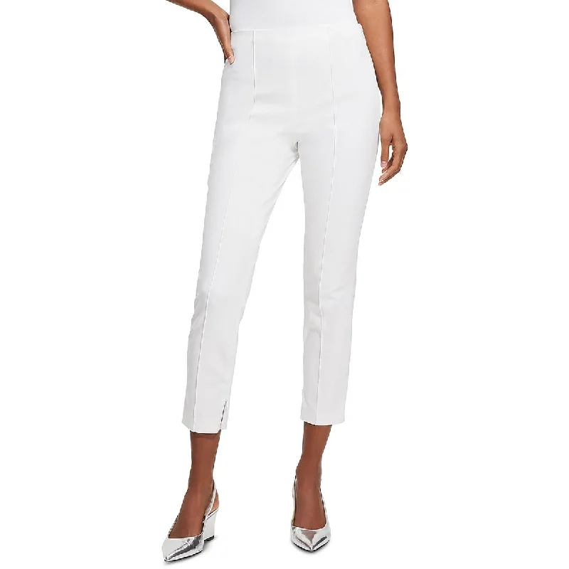 Womens Solid Pintuck Ankle Pants Stylish Slim Trousers