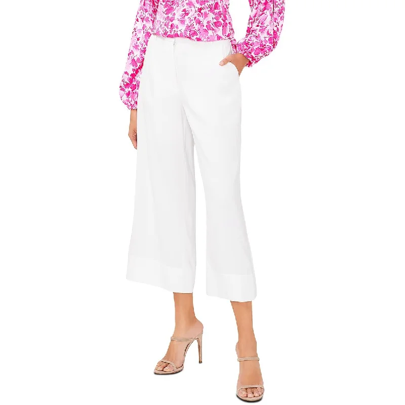 Womens High Rise Cropped Wide Leg Pants Cozy Knit Pants