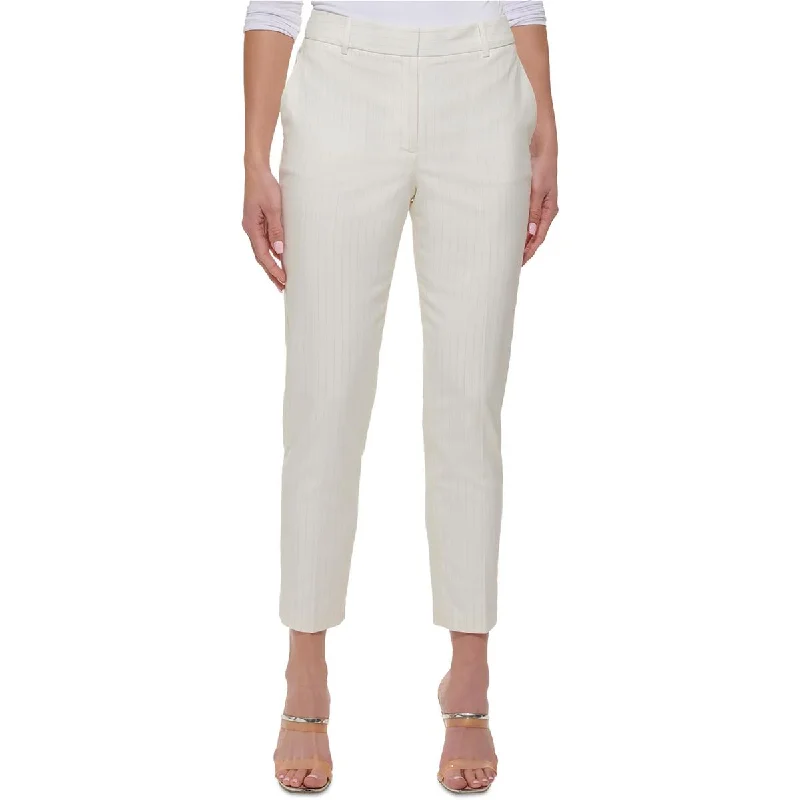Petites Womens Mid-Rise Slim Leg Ankle Pants Soft Stretch Trousers