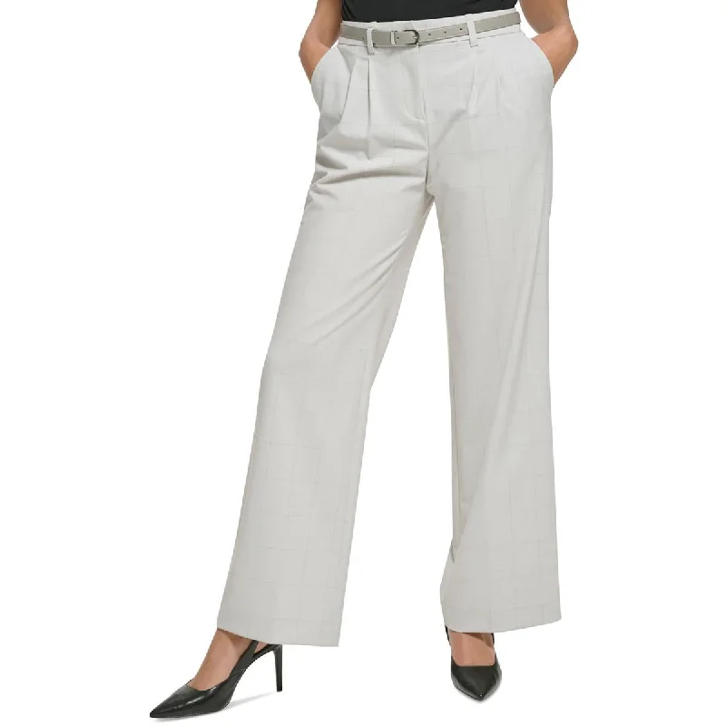 Womens High Rise Pleated Wide Leg Pants Chic Slim Fit Pants