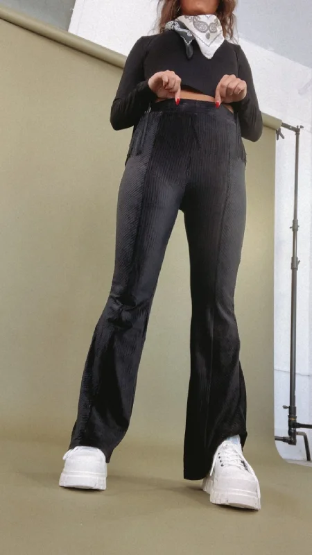 Can't Relate Velvet Pant, Black Casual Skinny Fit Pants