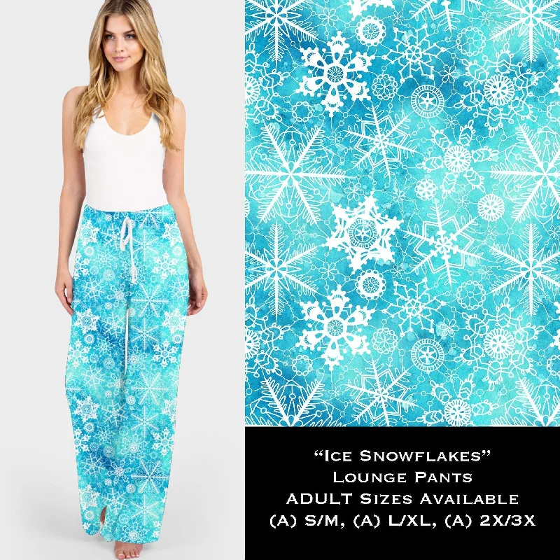 Get Comfy Ice Blue Snowflake Print Wide Leg Lounge Pants Lightweight Linen Pants