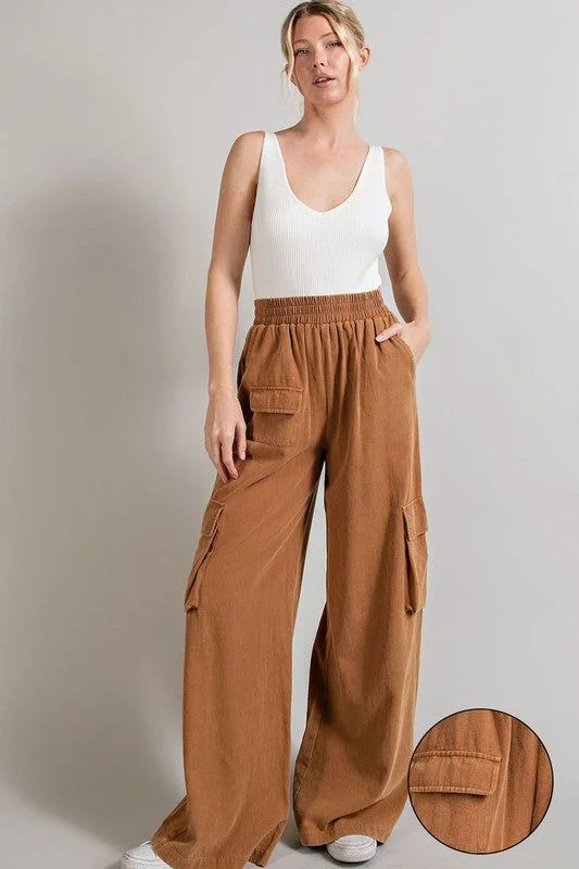 eesome Mineral Washed Cargo Pants Elegant Palazzo Trousers