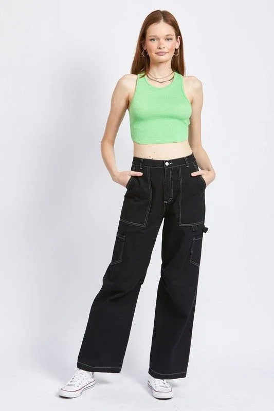 High Rise Fit Cargo Pants High-Waist Yoga Pants