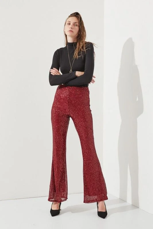 Highwaist Sequin Pants Trendy Printed Pants