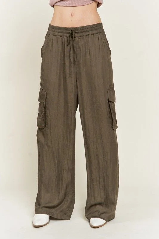 Jade By Jane Satin Cargo Pants Classic Straight Pants
