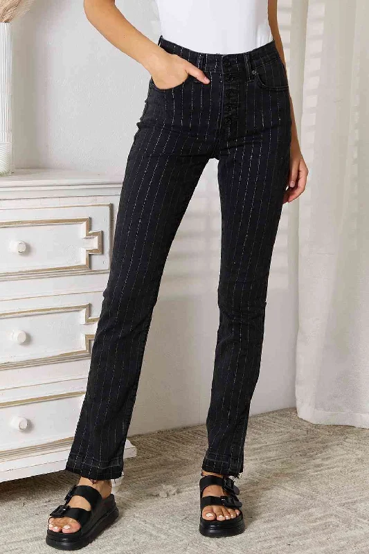 Kancan Striped Pants with Pockets Classic Pleated Pants