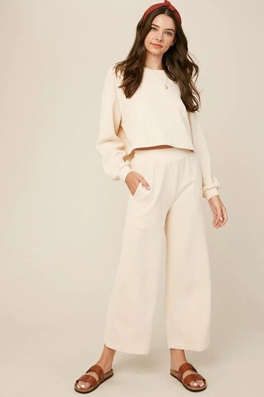 Listicle Knit Sweat Top and Pants Athleisure Lounge Sets Comfortable Maternity Pants