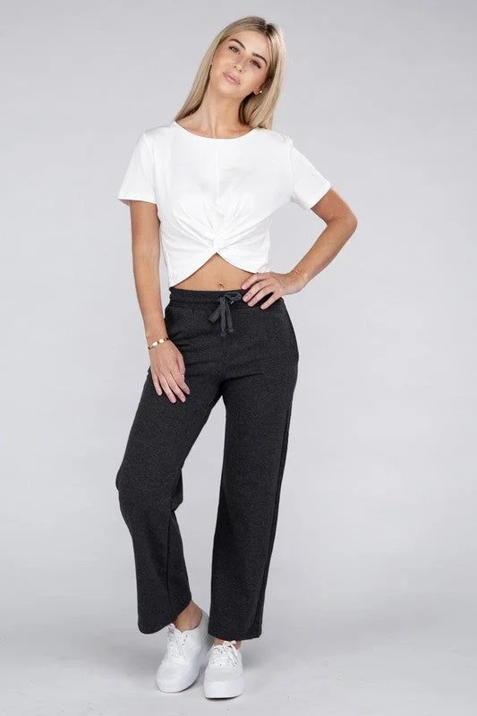 Lounge Wide Pants with Drawstrings Lightweight Linen Pants