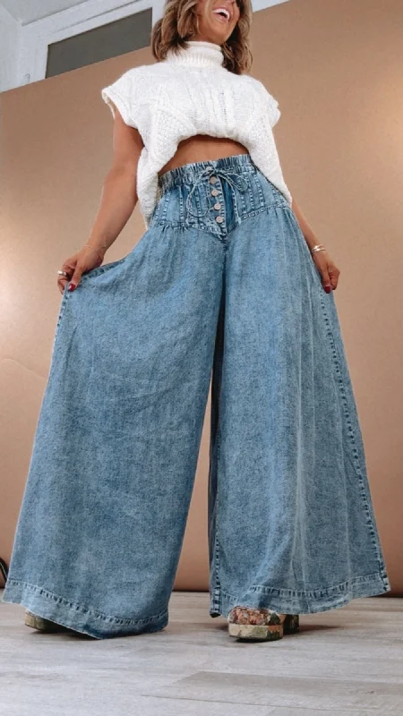 Oli & Hali: Waylon Washed Pintuck Wide Leg Pant Relaxed Fit Trousers