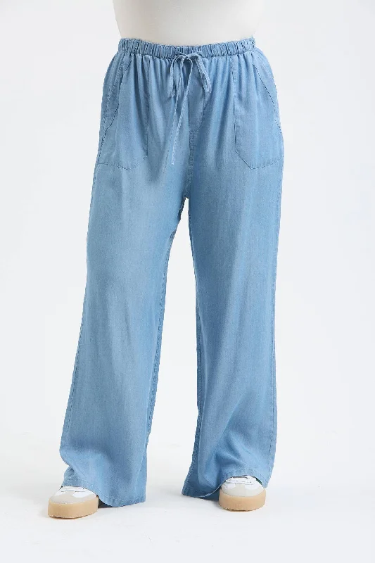 Chambray Pant- Curvy Sleek Black Pants