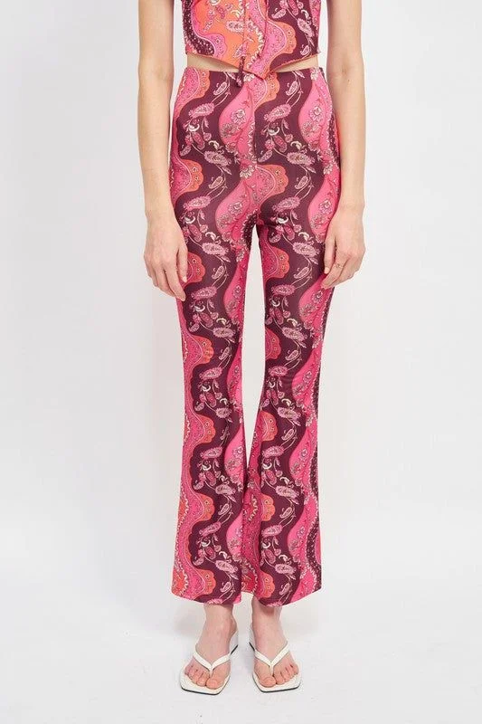 Emory Park | Printed High Rise Flared Pants Classic Cropped Pants
