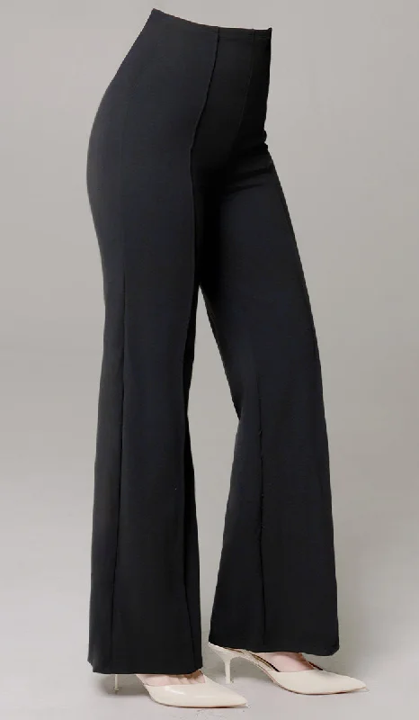 Riva Tailored Stretch Flared Pants - Black Fashionable Sporty Pants