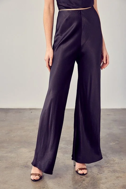 Mustard Seed | Satin Flared Pants Fashionable Track Pants